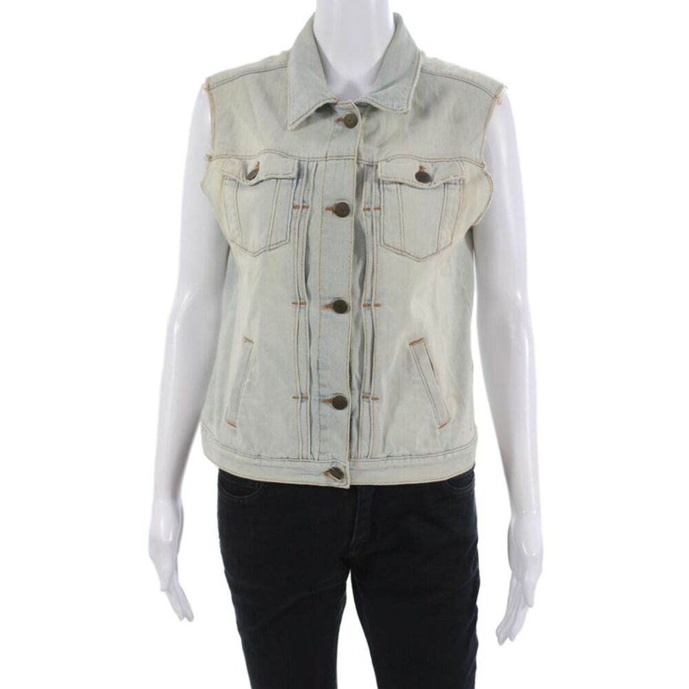 IRO Womens Blue Cotton Button Vest Size 2
